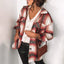 Women's Plaid Stitching Long Sleeve Lapel Shirt