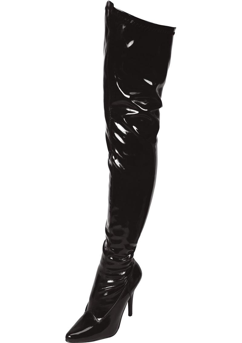 Lapdance Black Pointed Toe Thigh High Boot 3 inches Heel Xgen Products