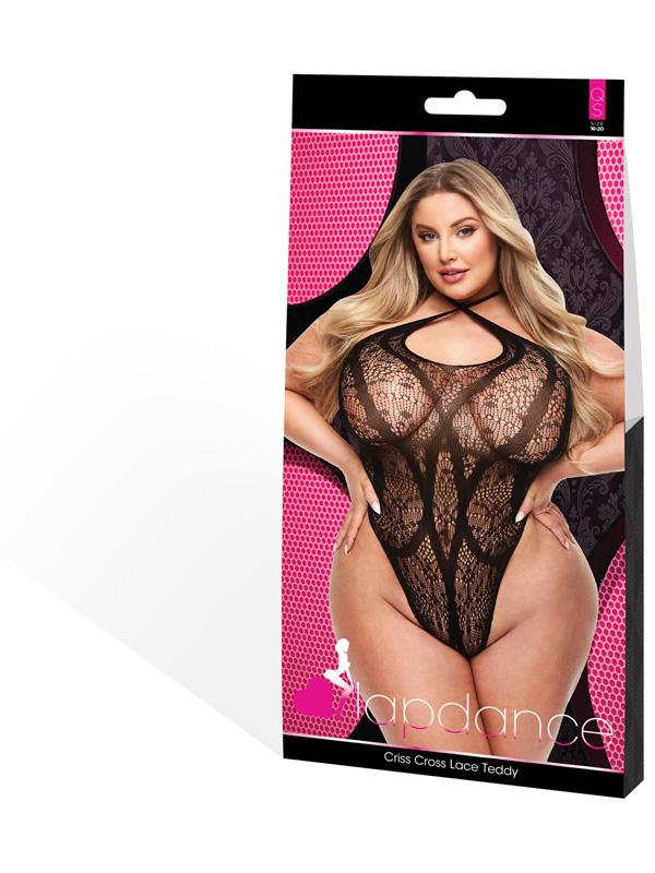 CRISS CROSS LACE TEDDY - BLACK - Q ENV Lapdance Lingerie