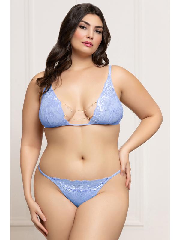 Two Piece Bra Set STM-11795XP-Periwinkle-O/S QUEEN (P) Seven Til Midnight