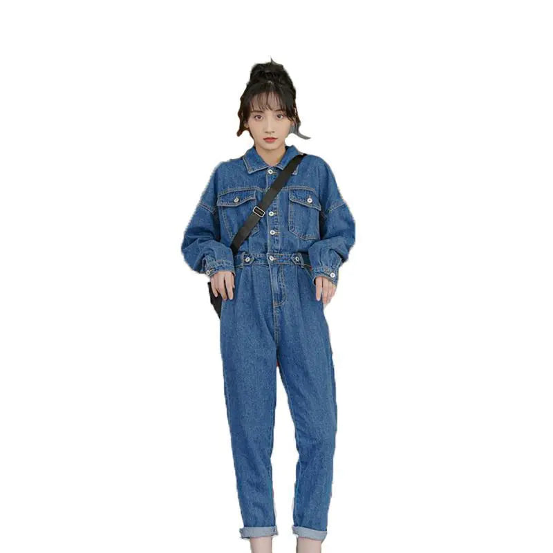 Women's High Waist Slimming Denim Jumpsuit