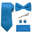RBOCOTT Peacock Blue Tie and Bow Tie Pocket Square with Cufflinks and Tie Clip Sets for Men(4)