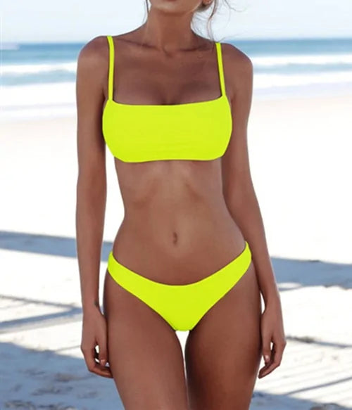 Women's Solid Sexy Bikini Set Two Piece Swimwear