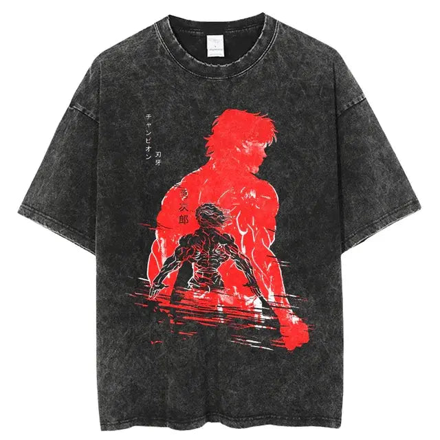 Martial Arts Anime Cotton Washed Oversized Tshirt