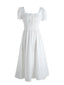 Women's French Court Style Square Neck Dress With Bubble Sleeves