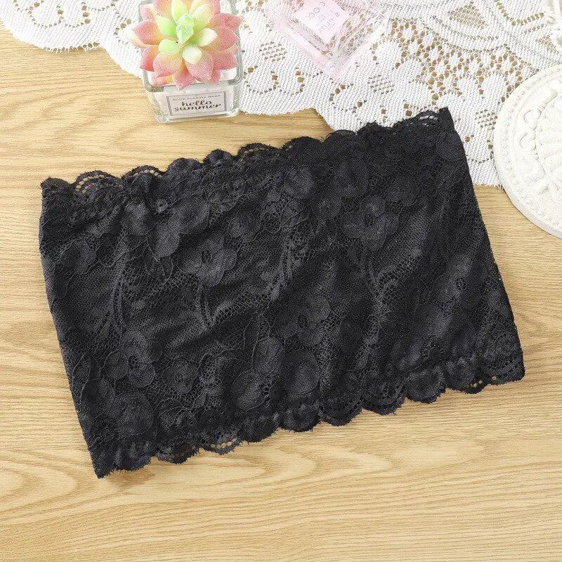Tube Lace Bandeau Padded Bralette Seamless Wrapped Breast Bra