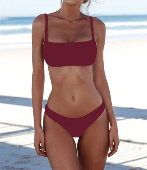 Women's Solid Sexy Bikini Set Two Piece Swimwear