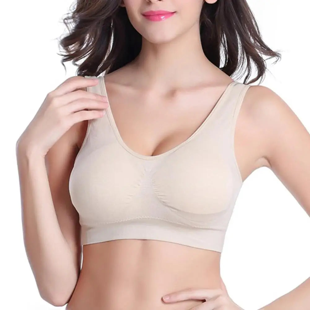 Women Yoga Underwear V-Neck Stretch Wire Free Bra Yoga Sports Crop Top