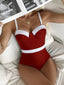 Women's Contrast Color Push Up Fashion One Piece Bikini