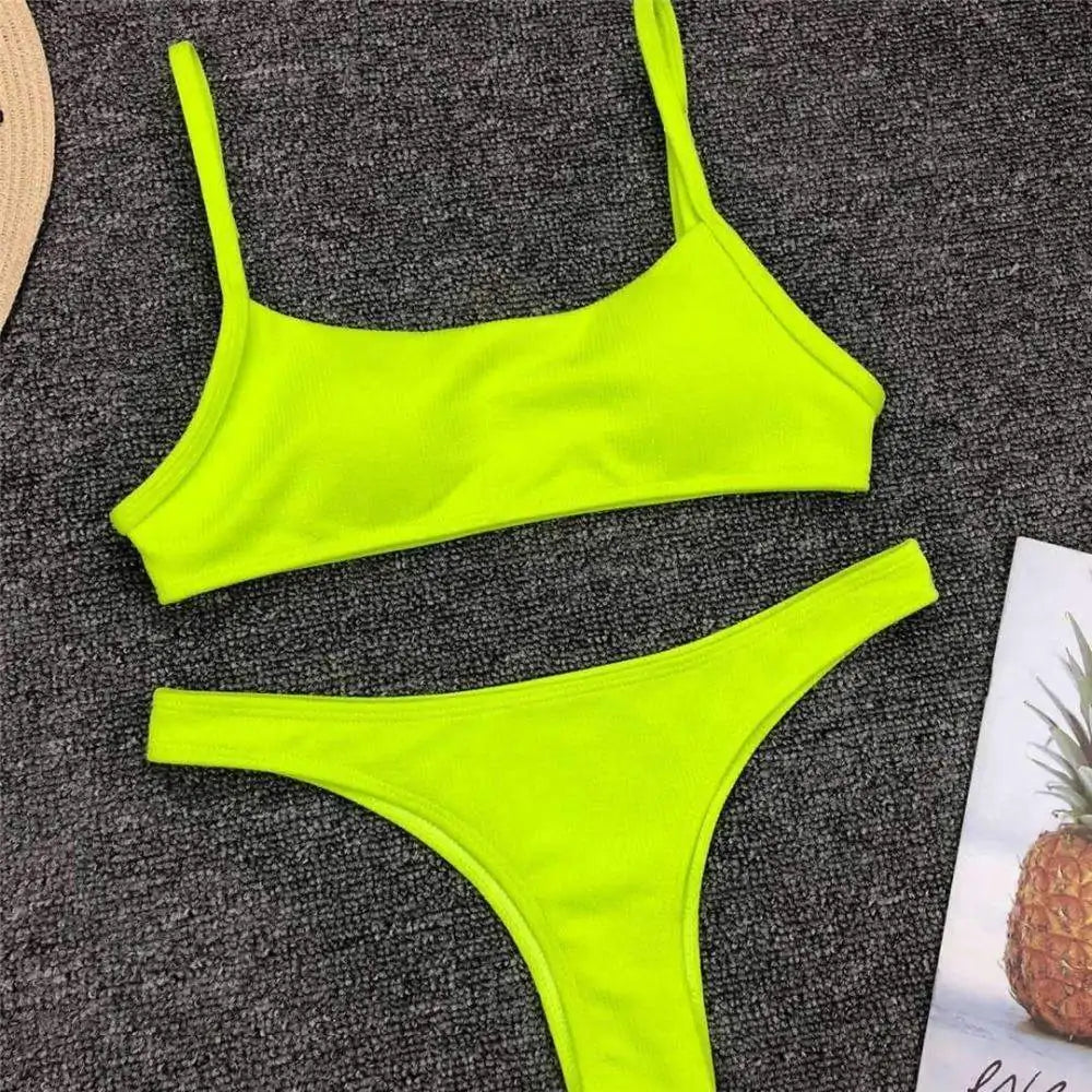 Women's Plain Bandeau Bikini Swimsuit