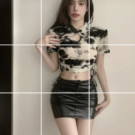 Women's Retro Abstract Print Halter Jumpsuit