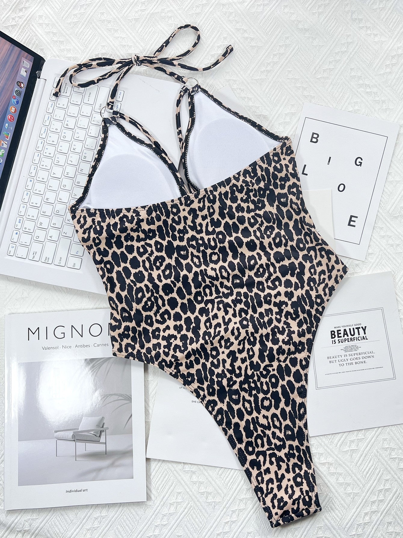 Women's Leopard Print Cutout One Piece Bikini