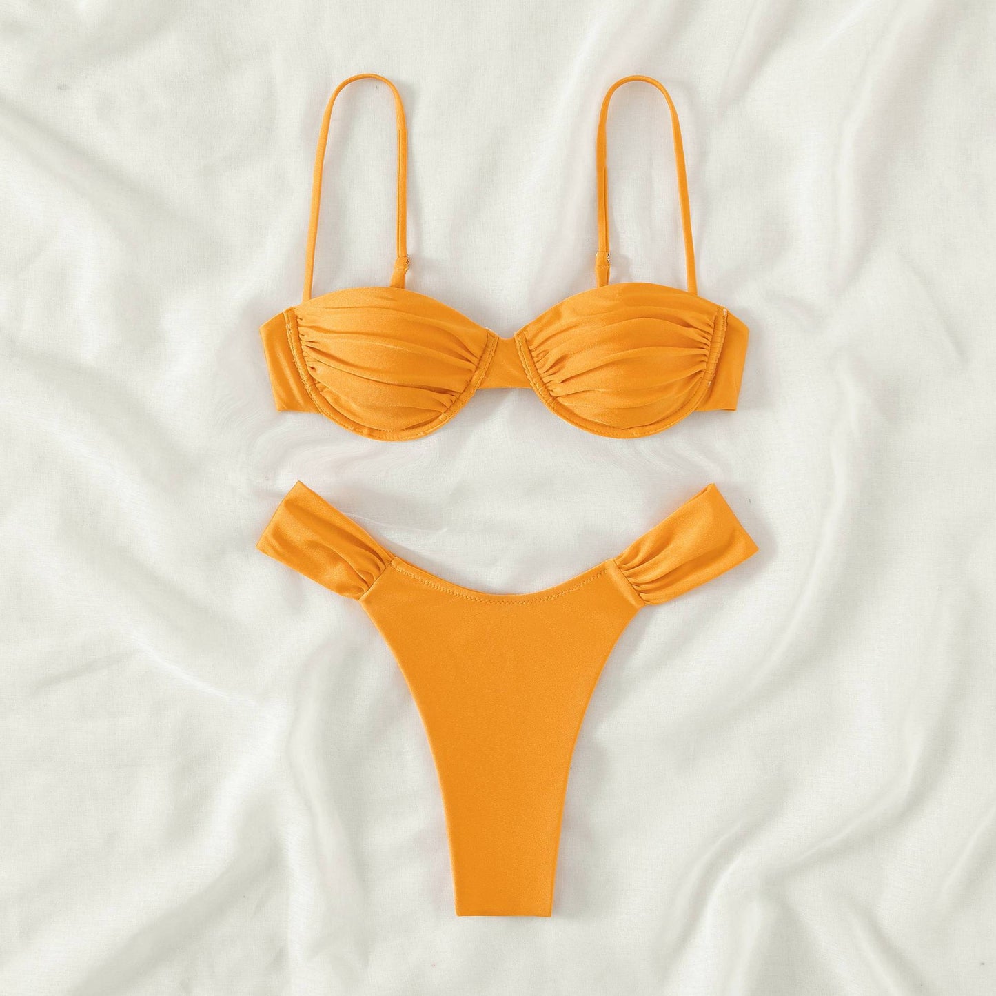 Miyouj Solid Color Push Up Bikini Set For Women