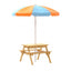 Keezi Kids Outdoor Table and Chairs Picnic Bench Umbrella Set Water Sand Pit Box