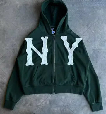 Letter Embroidered Oversized Hoodie Men