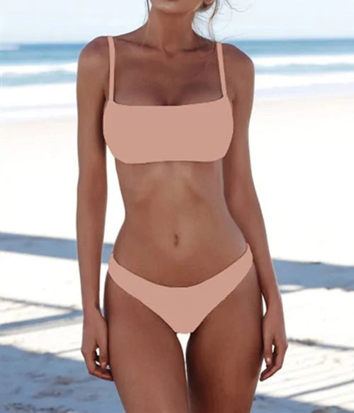 Women's Solid Sexy Bikini Set Two Piece Swimwear