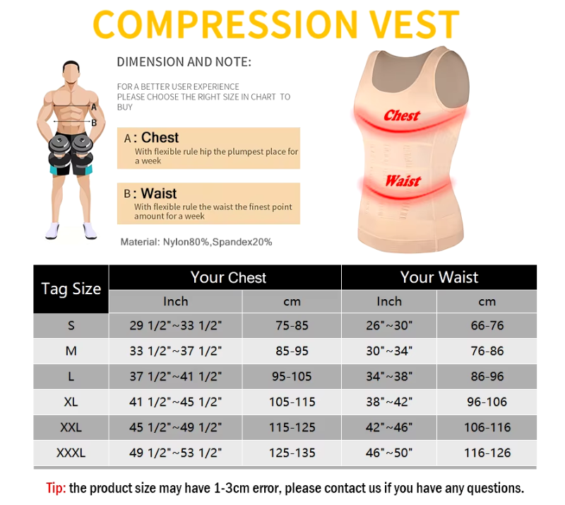 Mens Slimming Body Shaper Vest Shirt