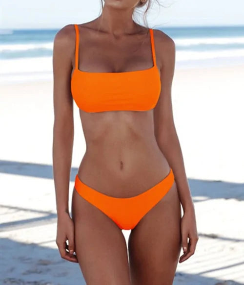 Women's Solid Sexy Bikini Set Two Piece Swimwear