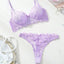 Sexy Lace Purple Bra Set Transparent Ultra-Thin Push-Up Underwear - Purple - M