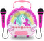 GOMINIMO Kids Portable Karaoke with Two Microphones (Round, Purple Unicorn)