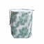 GOMINIMO Laundry Basket Round Foldable with Cover (Green Leaves)