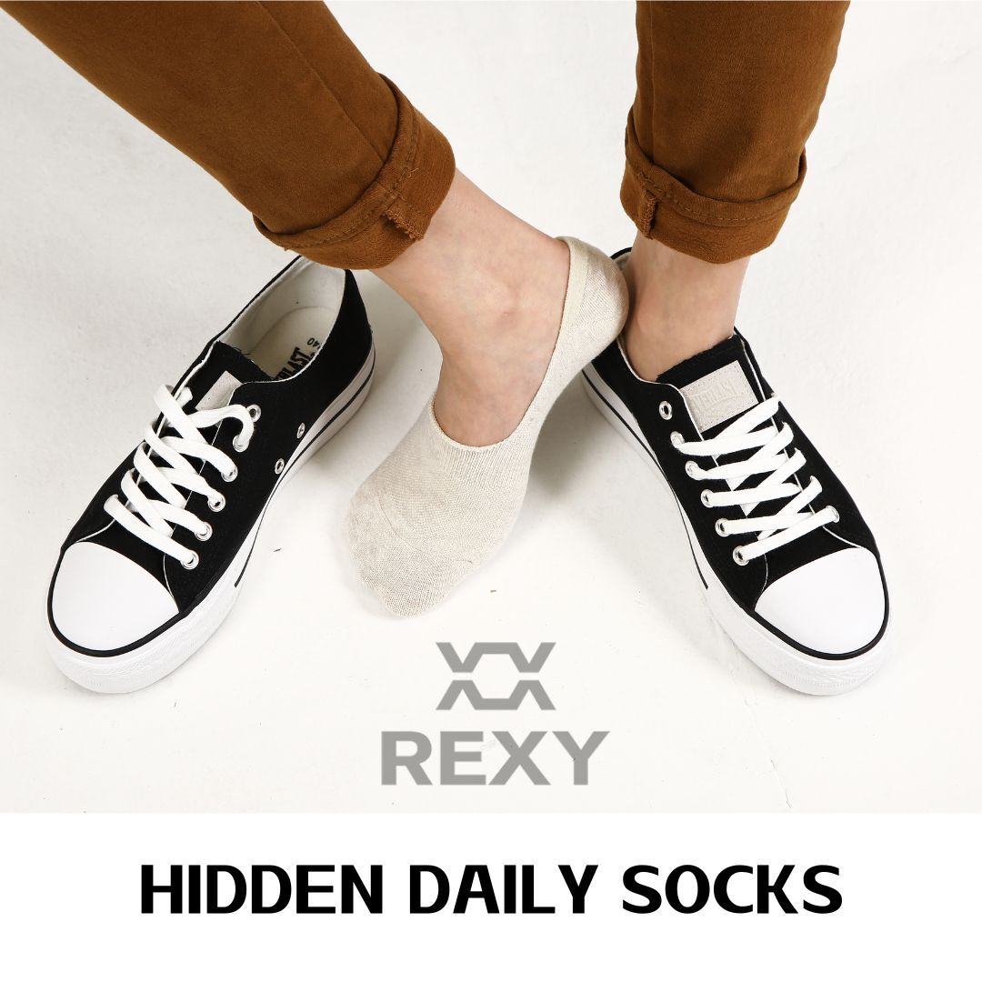 10X Small Daily No Show Sock - MULTI COLOUR 5X Rexy Daily No Show Ankle Socks Small Non-Slip Breath