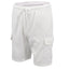 Men's Cargo Shorts 4 Pockets Cascual Work Trousers Active Pants Elastic Waist, White, L