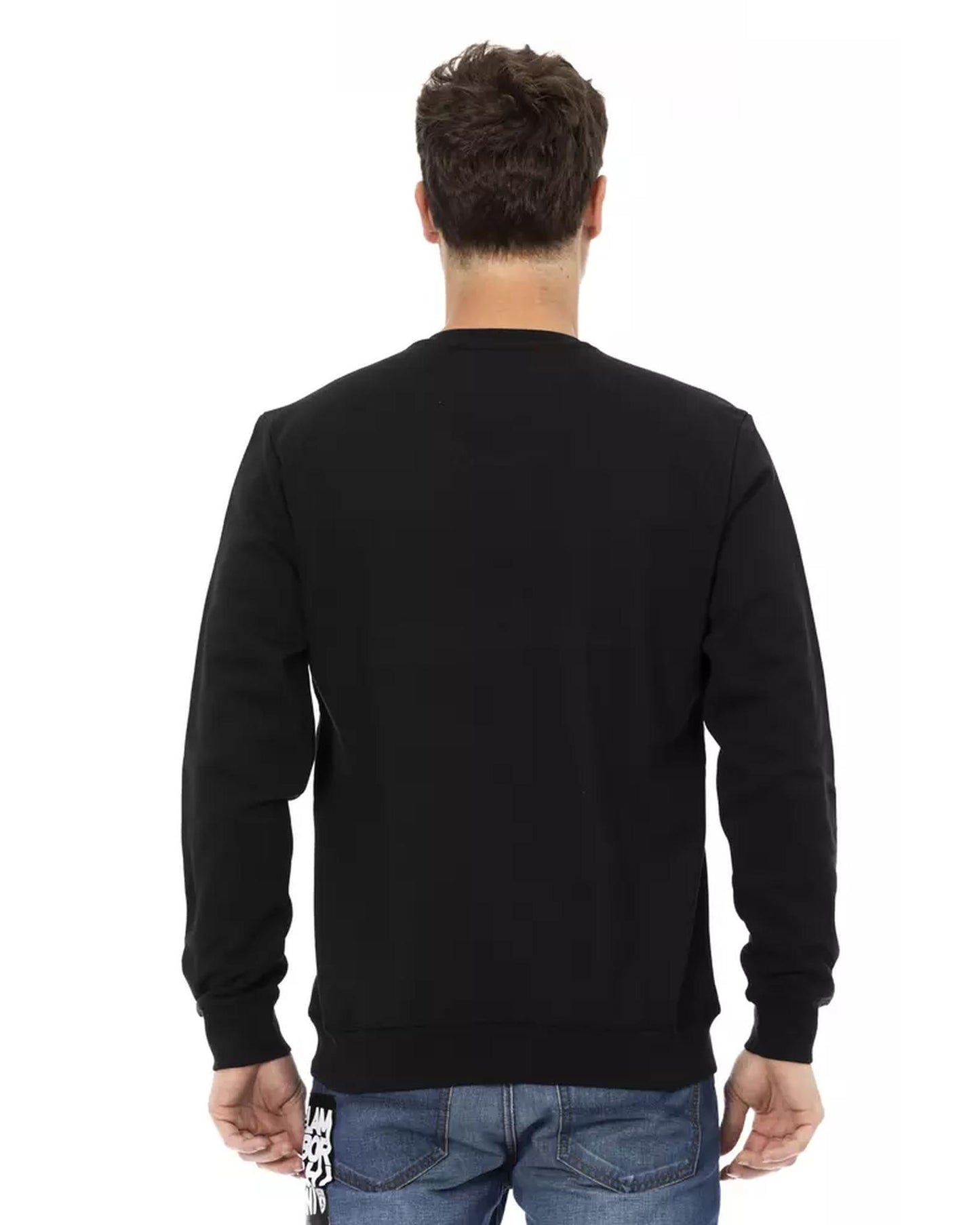 Front Print Crewneck Sweatshirt with Logo Insert on Sleeve L Men