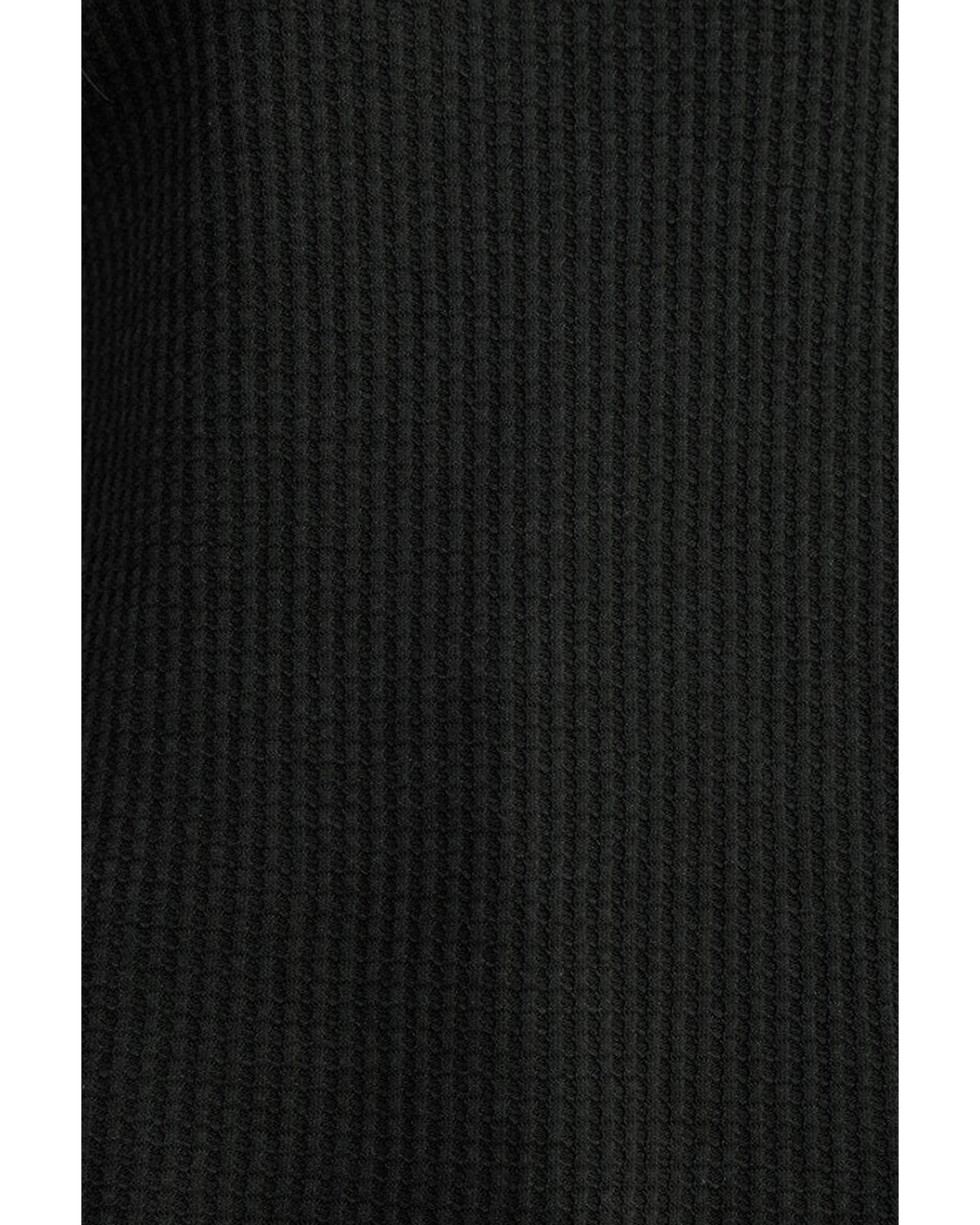 Azura Exchange Ribbed Trim Waffle Knit Top - M