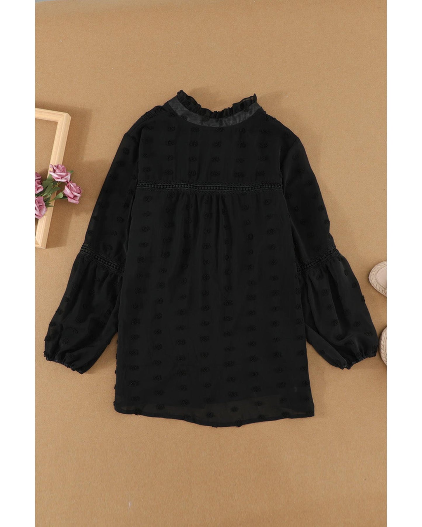 Azura Exchange Swiss Dot Ruffle Babydoll Blouse - 2XL