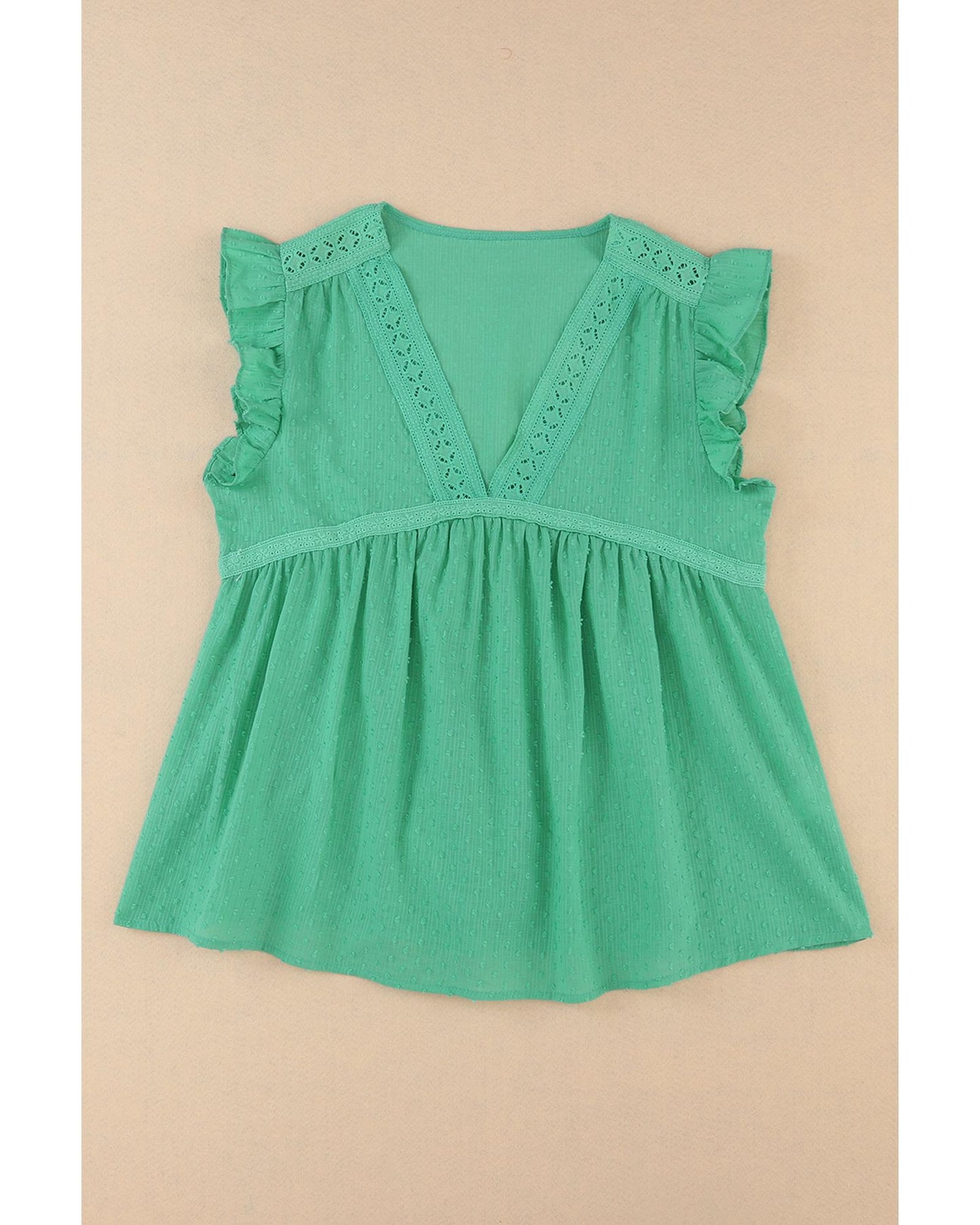 Azura Exchange Eyelet V Neckline Ruffle Swiss Dot Top - XL