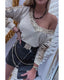 Azura Exchange Sequin Patchwork V Neck Long Sleeve Top - XL