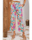 Azura Exchange Flower Print Pocketed Drawstring Waist Wide Leg Pants - L
