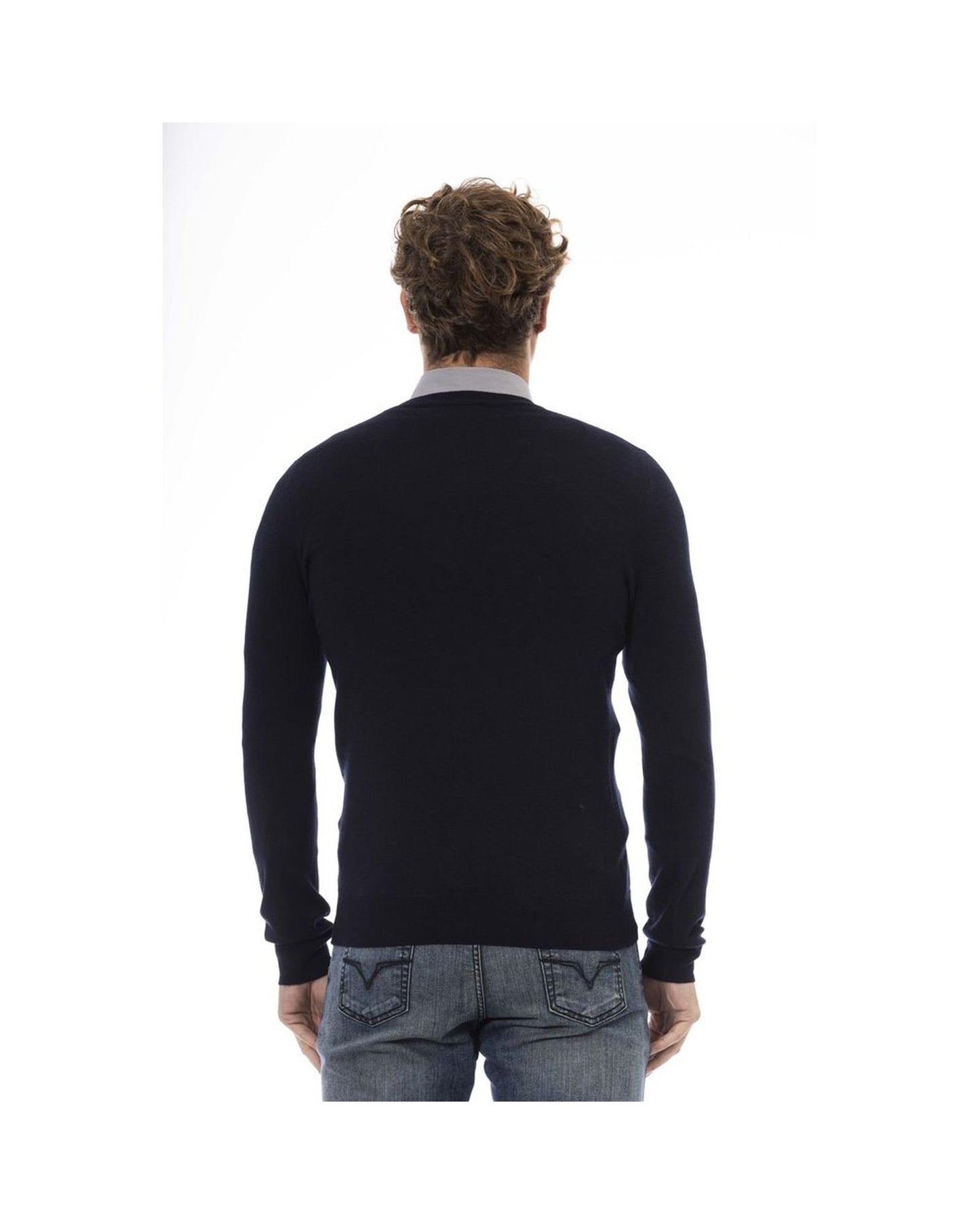 Baldinini Trend Men's Blue Wool Sweater - 54 IT
