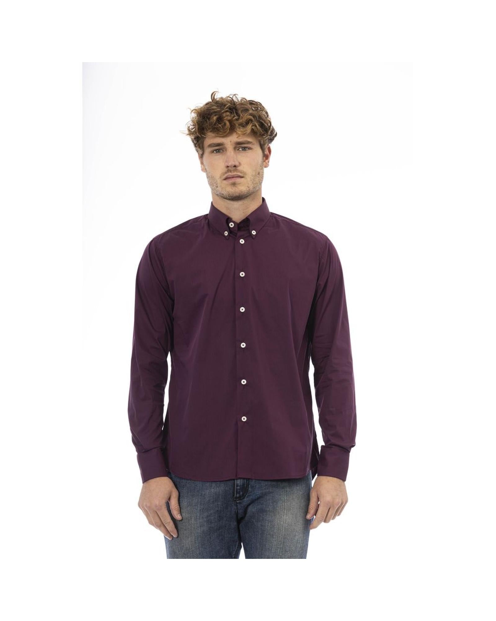 Baldinini Trend Men's Burgundy Cotton Shirt - M