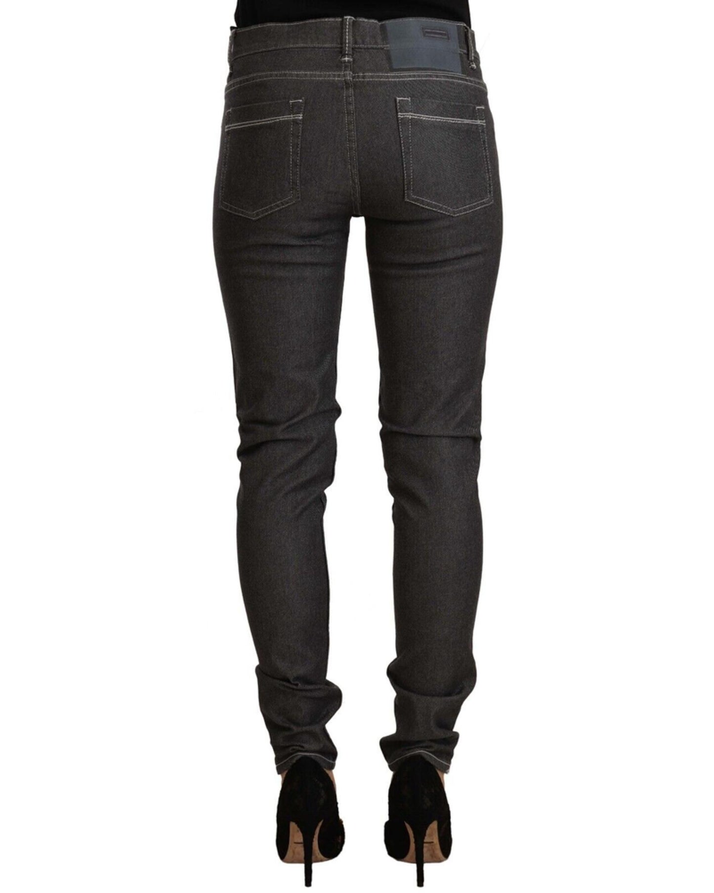 Skinny Mid Waist Denim Jeans with Zipper Closure W25 US Women