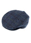 DENTS Abraham Moon Tweed Flat Cap Wool Ivy Hat Driving Cabbie Quilted 1-3038 - Blue - X-Large
