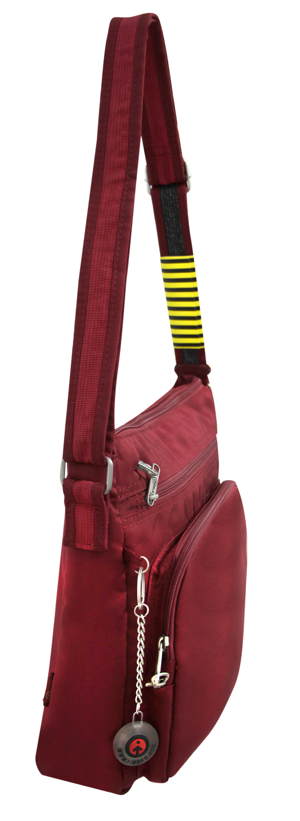 FIB Mens Crossbody Bag Satchel Adjustable Shoulder Strap Travel - Burgundy