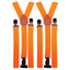 2x Mens Suspenders Braces Adjustable Strong Clip On Elastic Formal Wedding Slim - Fluro Orange