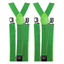 2x Mens Suspenders Braces Adjustable Strong Clip On Elastic Formal Wedding Slim - Green (Glitter)