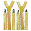 2x Mens Suspenders Braces Adjustable Strong Clip On Elastic Formal Wedding Slim - Yellow (Sequin)