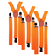 3x Mens Suspenders Braces Adjustable Strong Clip On Elastic Formal Wedding Slim - Fluro Orange