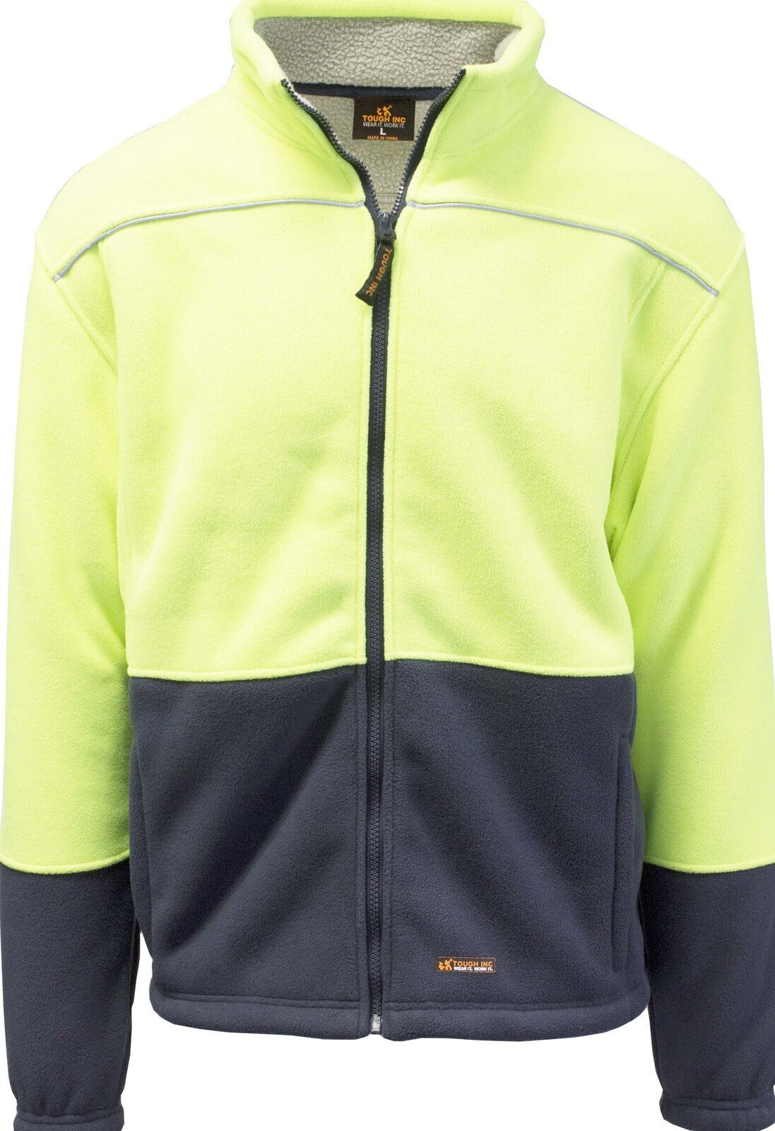 HI VIS Polar Fleece Sherpa Jacket Full Zip Thick Lined Winter Safety Jumper - Yellow - S