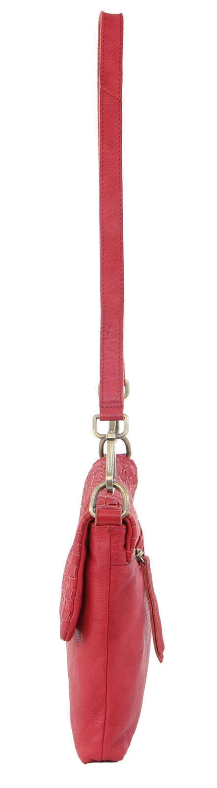 3PC Set Pierre Cardin Womens Woven Leather��Cross-Body Bags + Backpack - Red