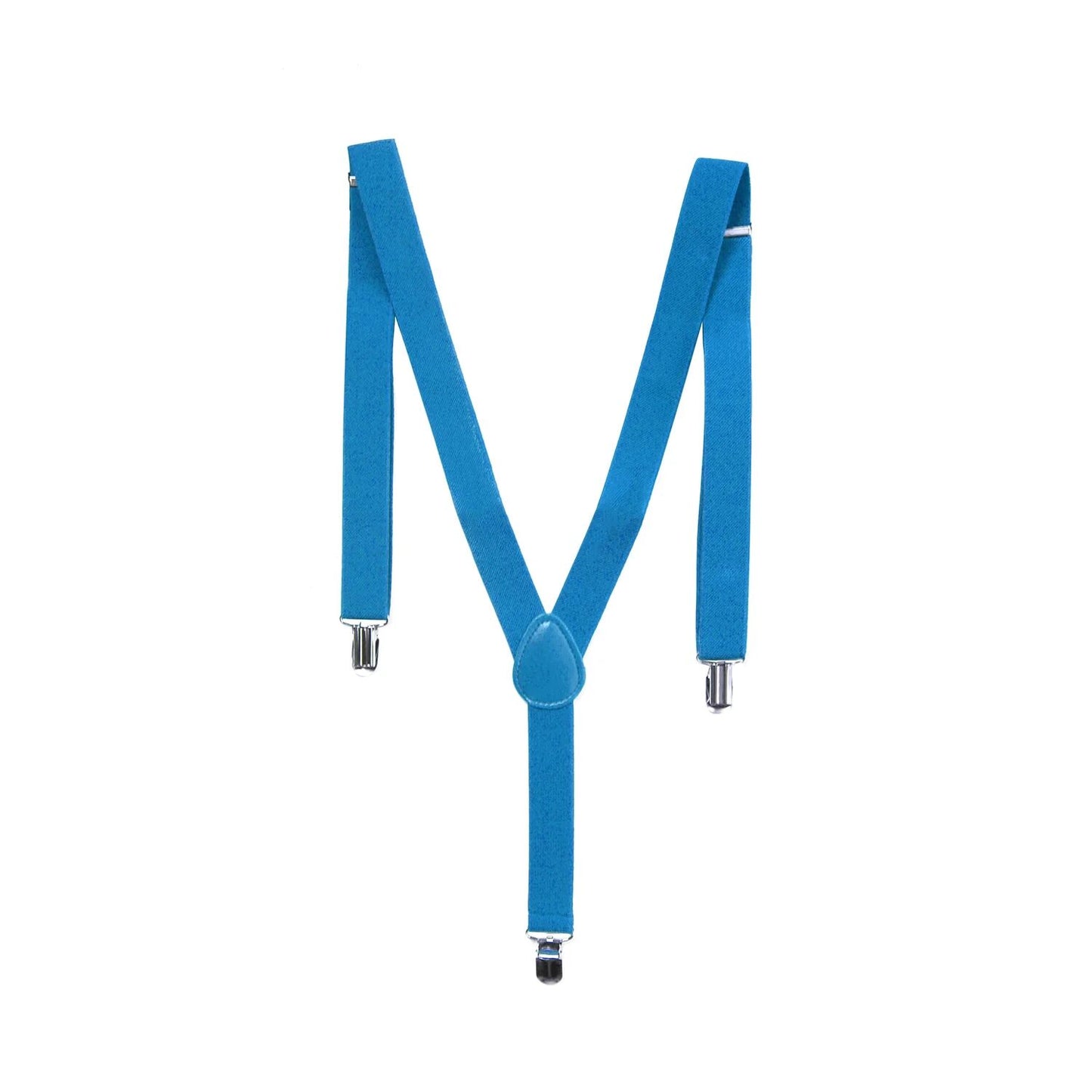 Mens Suspenders Braces Adjustable Strong Clip On Elastic Formal Wedding Slim - Sky Blue