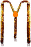 SEQUIN SUSPENDERS Unisex Adjustable Braces Clip On Elastic Y-Back - Orange