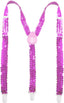 SEQUIN SUSPENDERS Unisex Adjustable Braces Clip On Elastic Y-Back - Light Pink