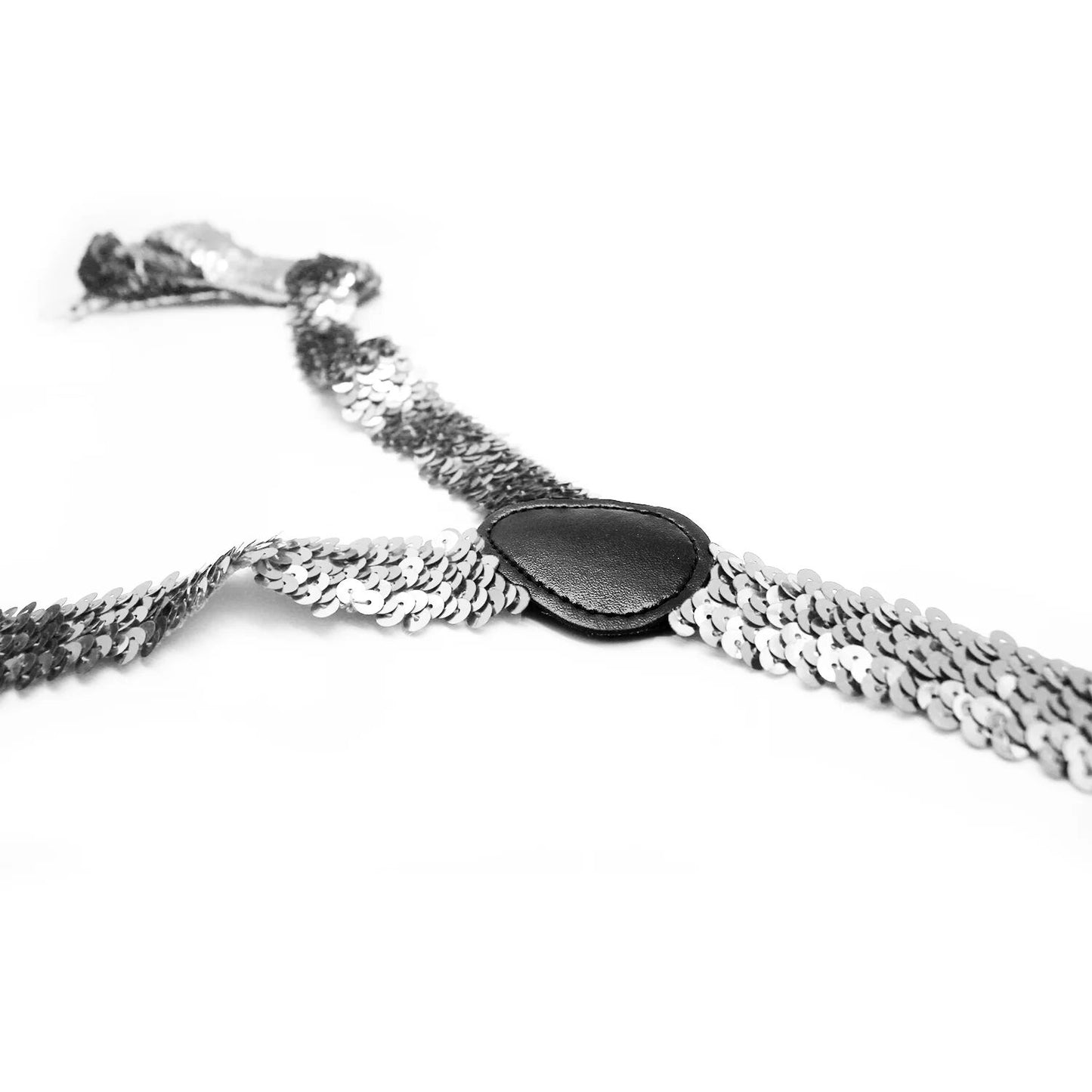 SEQUIN SUSPENDERS Unisex Adjustable Braces Clip On Elastic Y-Back - Silver