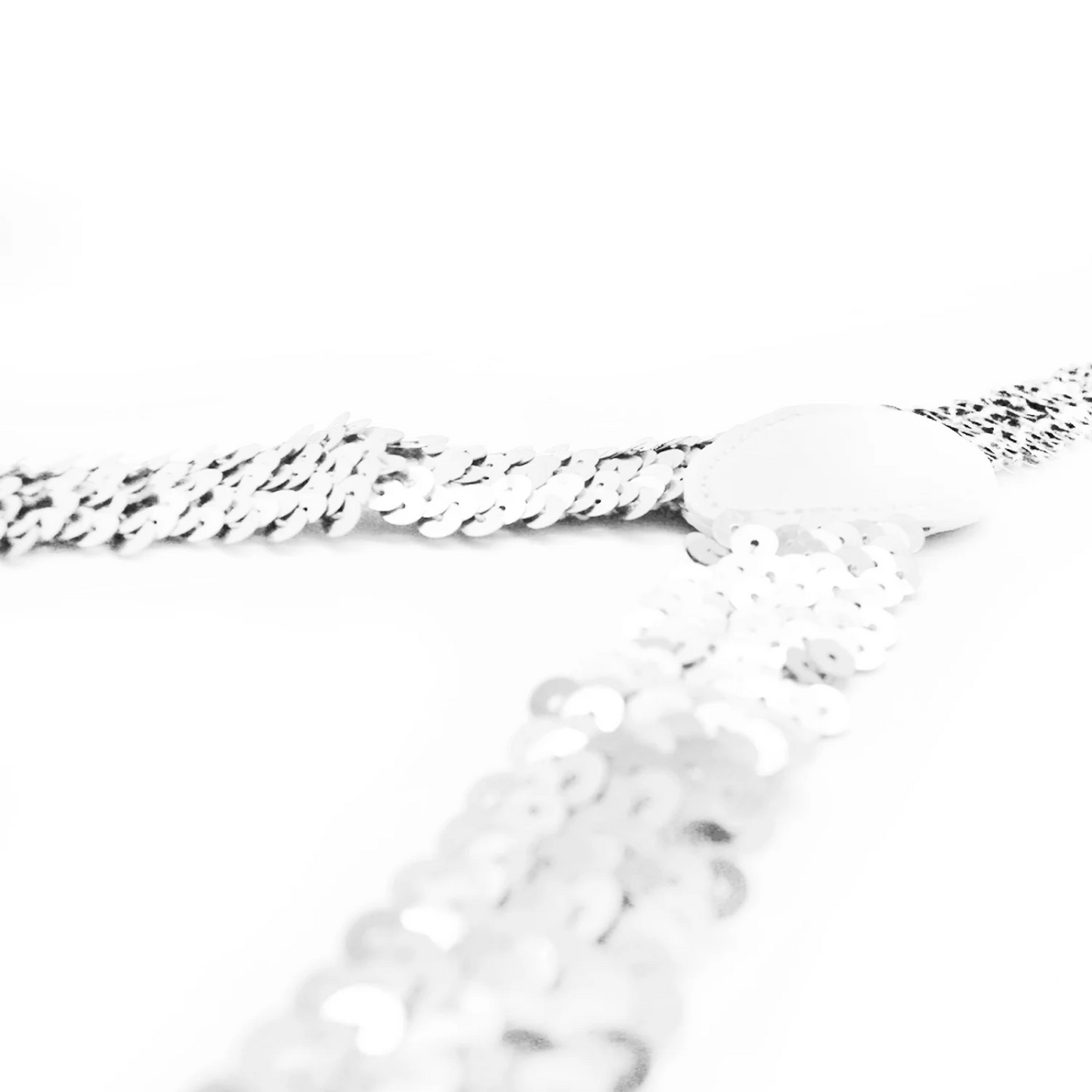 SEQUIN SUSPENDERS Unisex Adjustable Braces Clip On Elastic Y-Back - White
