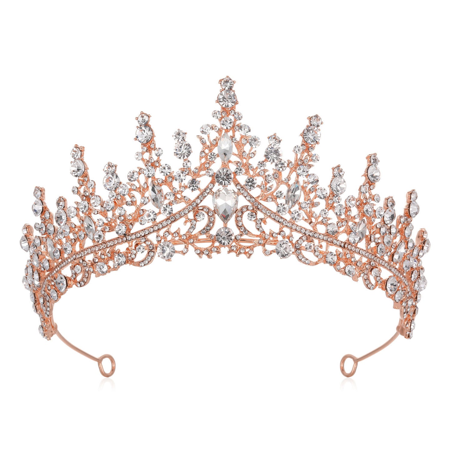 Luxury Full Rhinestone Bridal Tiara - Elegant Alloy Crown Hairband with 3A Grade Crystals Rose Gold